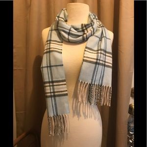 V Fraas Cashmink scarf soft blue & gray plaid warm & SOFT scarf from Germany